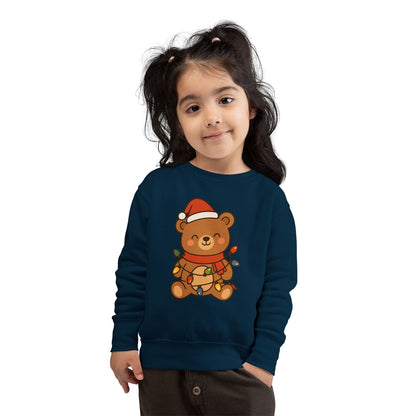 Teddy Bear With Christmas Lights And Hat Toddler Sweatshirt