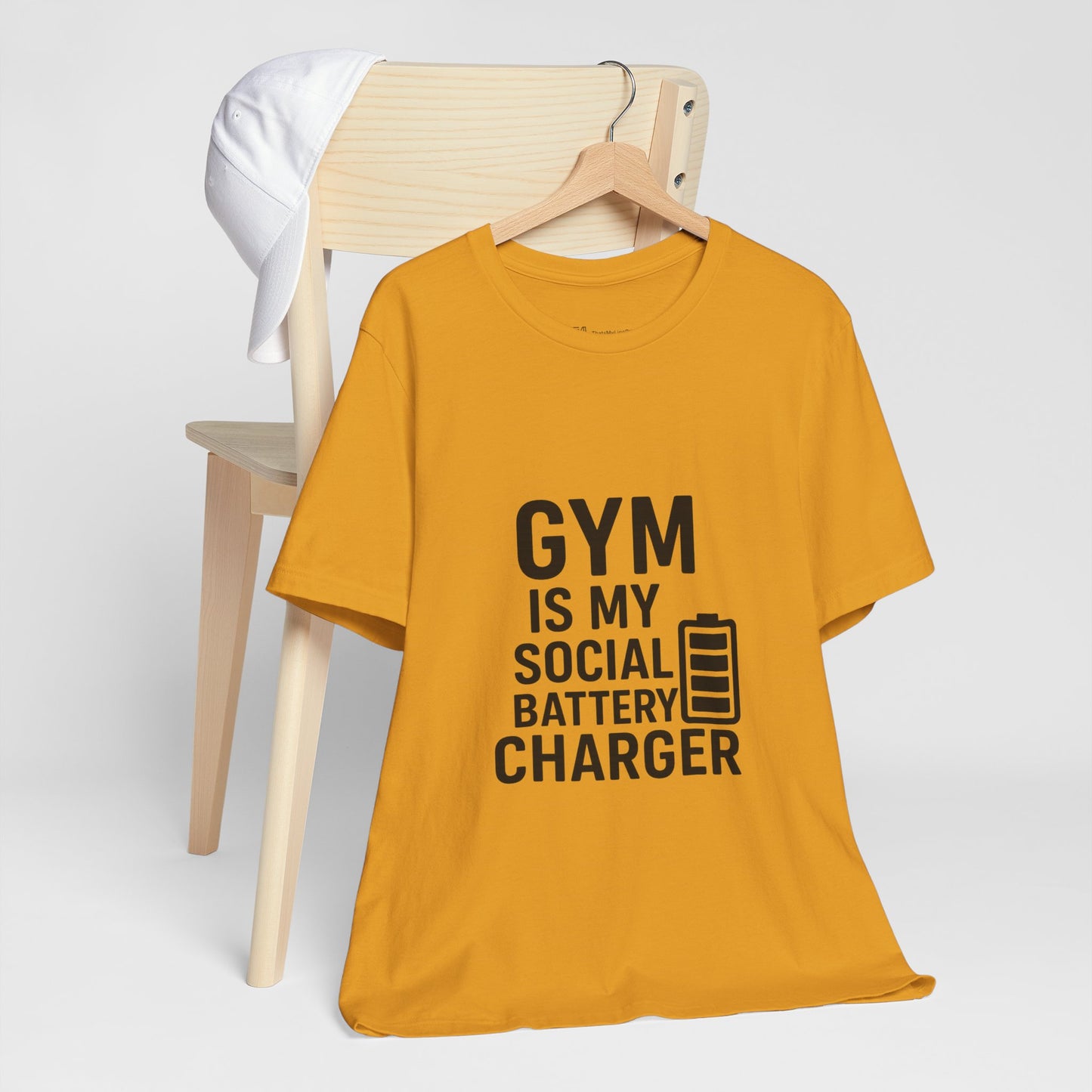 Gym Is My Social Battery Bar Unisex Jersey Short Sleeve Tee T-shirt