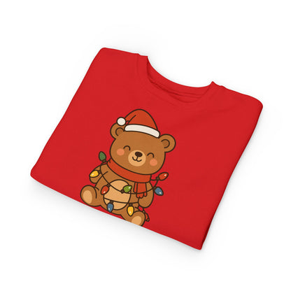 Teddy Bear With Christmas Lights And Hat Toddler Sweatshirt