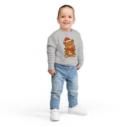 Teddy Bear With Christmas Lights And Hat Toddler Sweatshirt