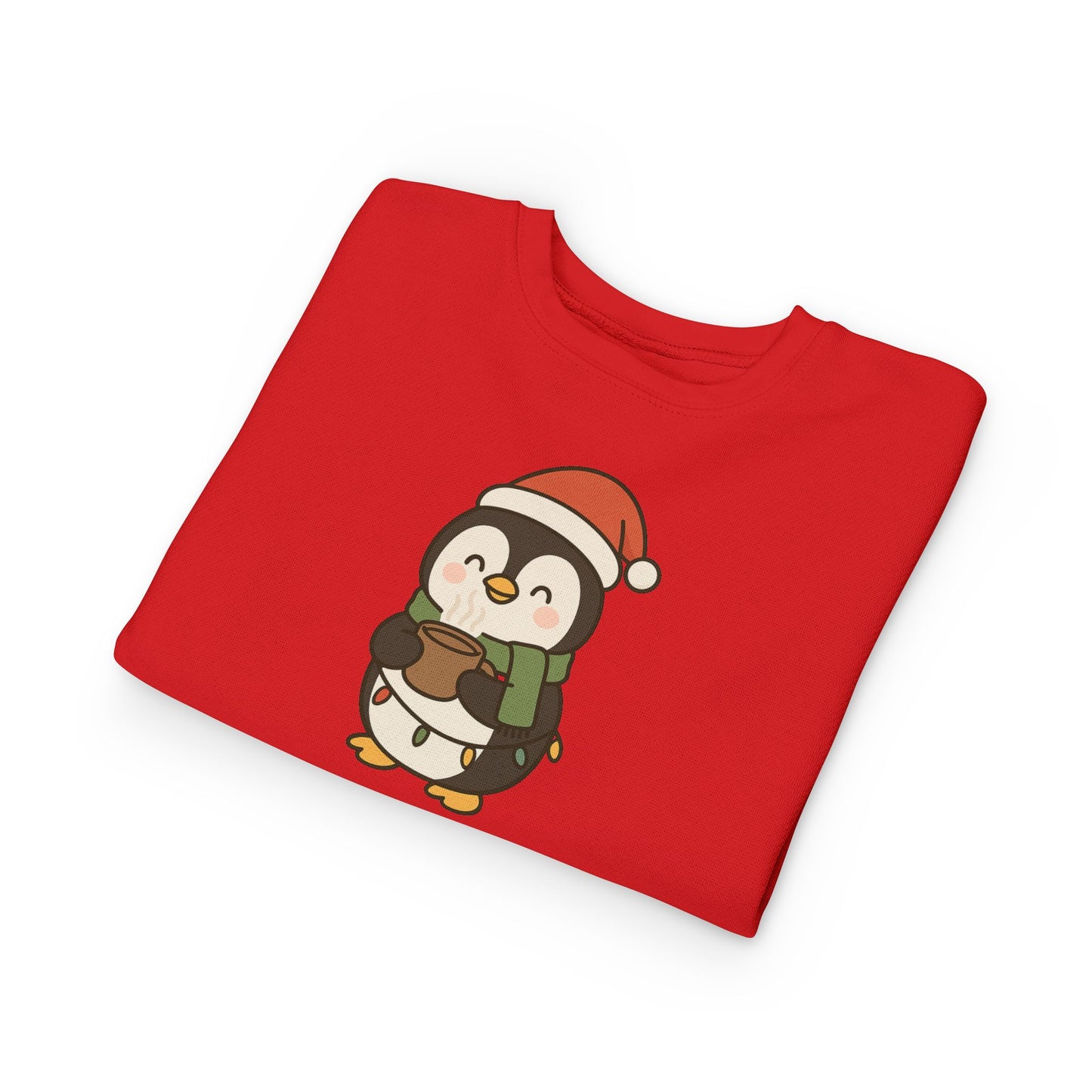 Penguin Drinking Hot Choco Christmas Toddler Sweatshirt