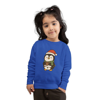 Penguin Drinking Hot Choco Christmas Toddler Sweatshirt