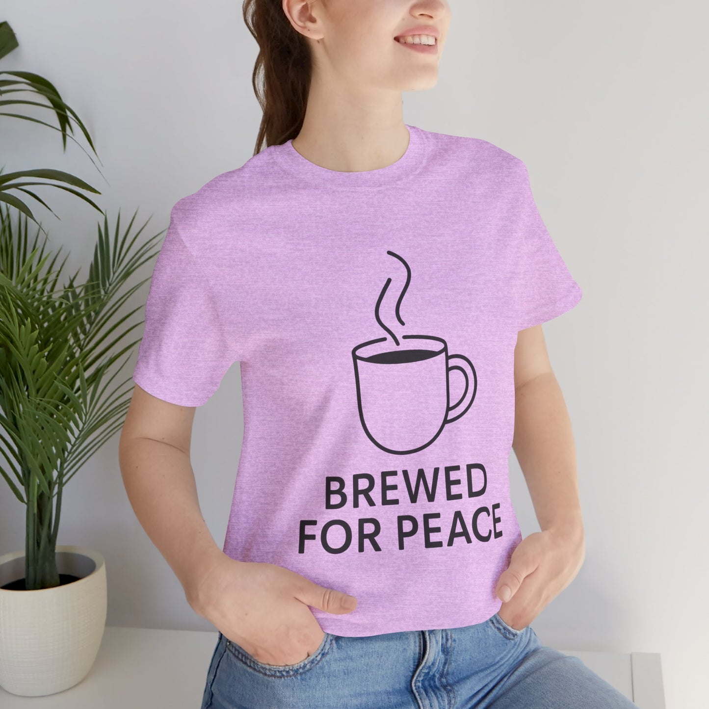 Brewed For Peace Coffee Humor Unisex Jersey Short Sleeve Tee T-shirt