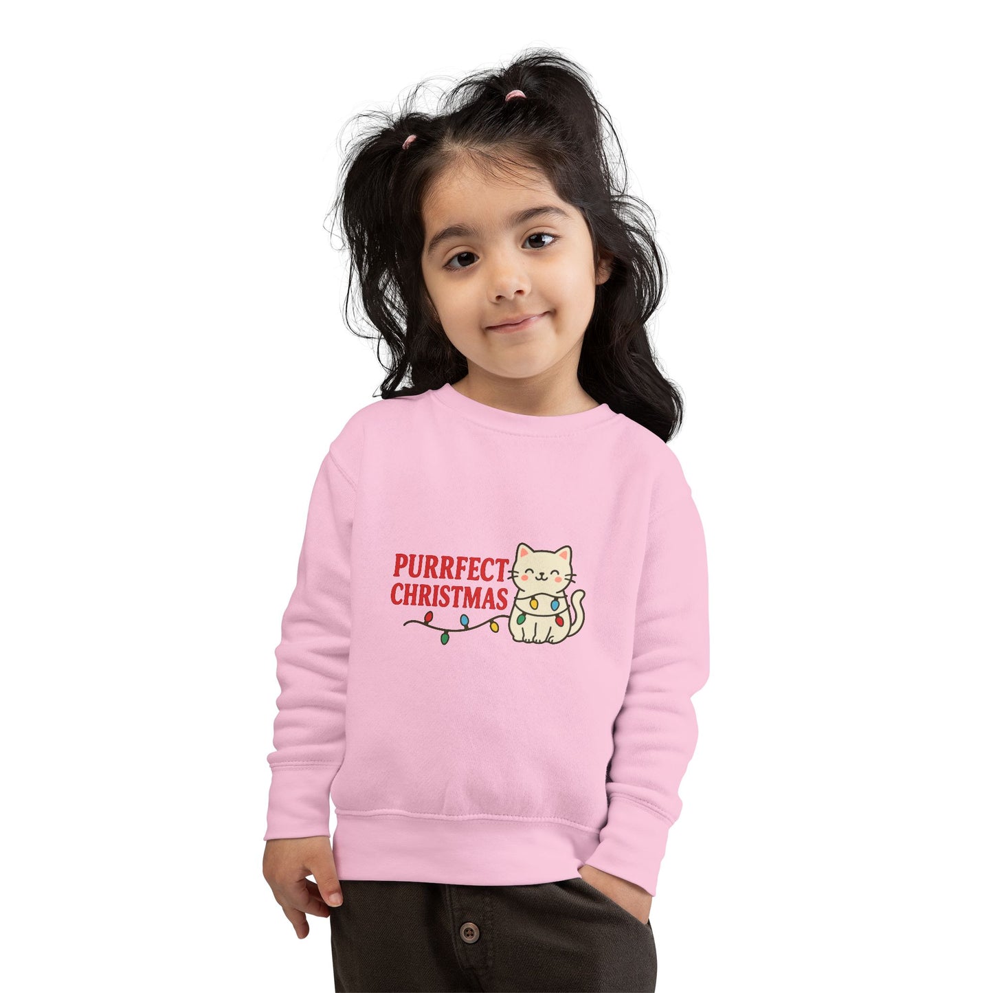 Puurfect Christmas Kitty Cat With Lights Toddler Sweatshirt