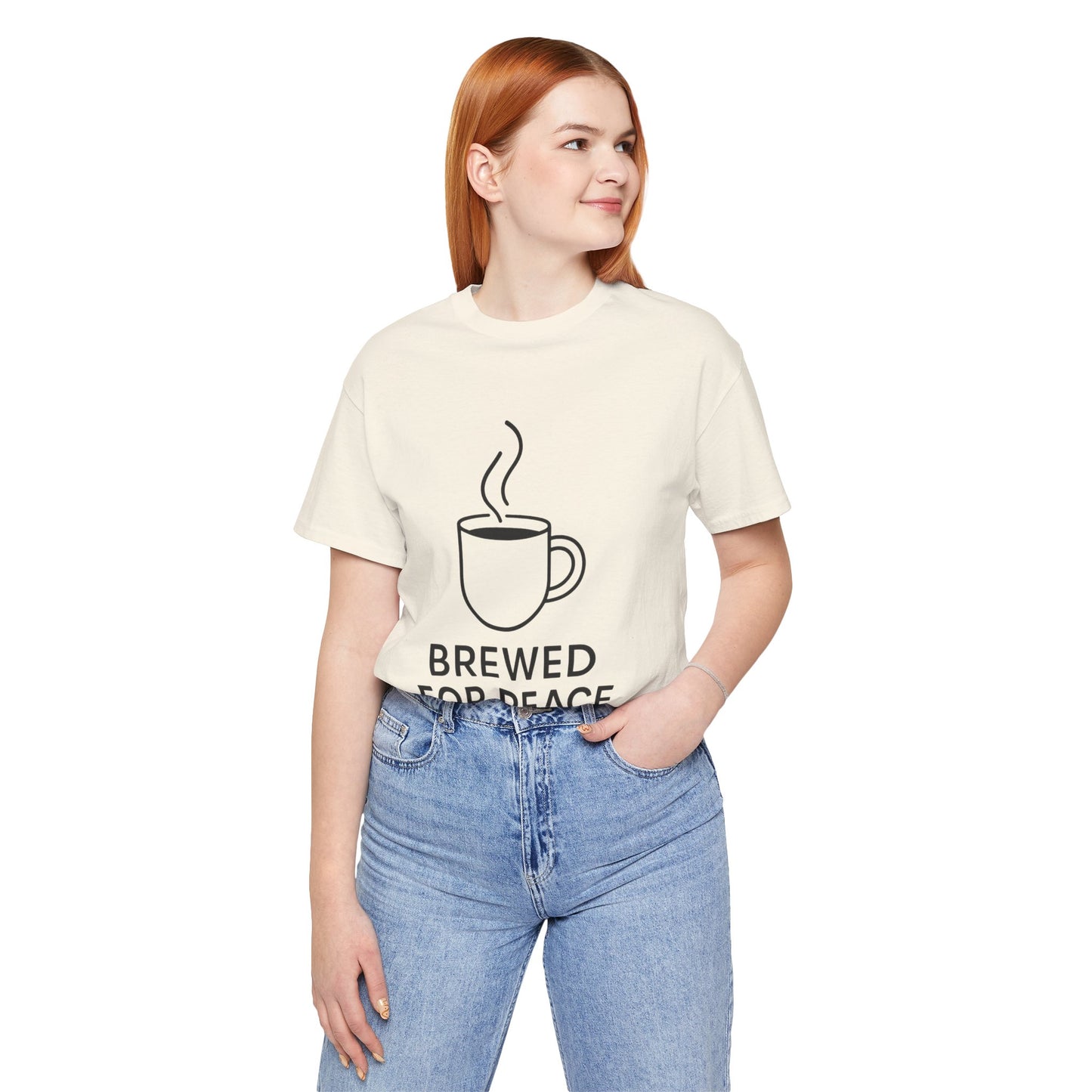 Brewed For Peace Coffee Humor Unisex Jersey Short Sleeve Tee T-shirt