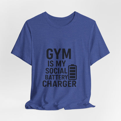 Gym Is My Social Battery Bar Unisex Jersey Short Sleeve Tee T-shirt