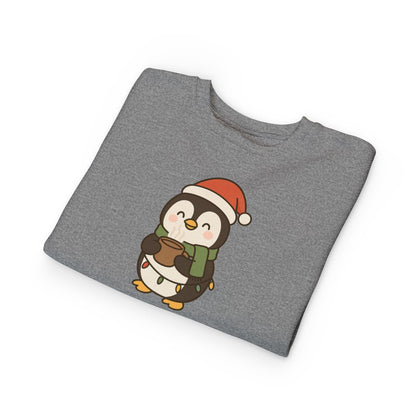 Penguin Drinking Hot Choco Christmas Toddler Sweatshirt