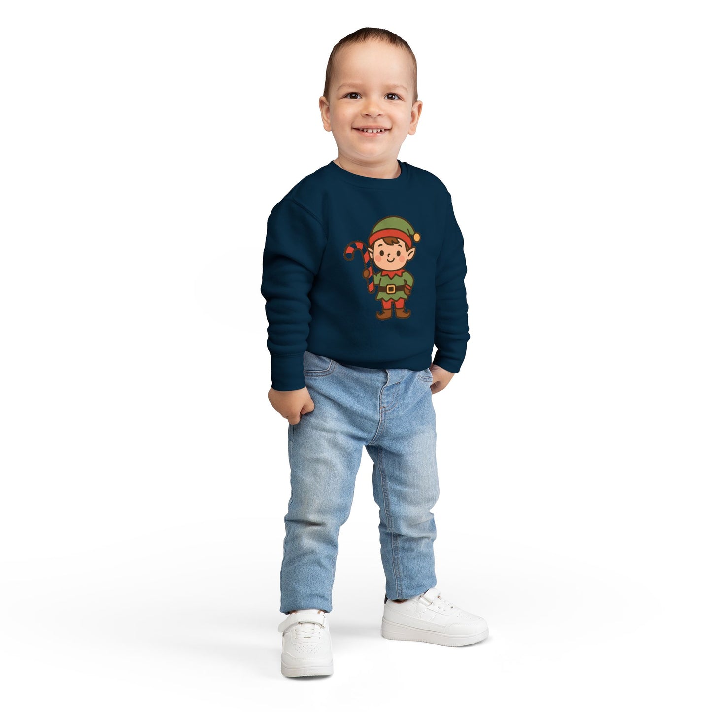 Candy Cane Christmas Elf Toddler Sweatshirt