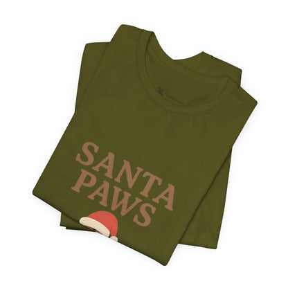Santa Paws Is Coming To Town Christmas Unisex Jersey Short Sleeve Tee T-shirt