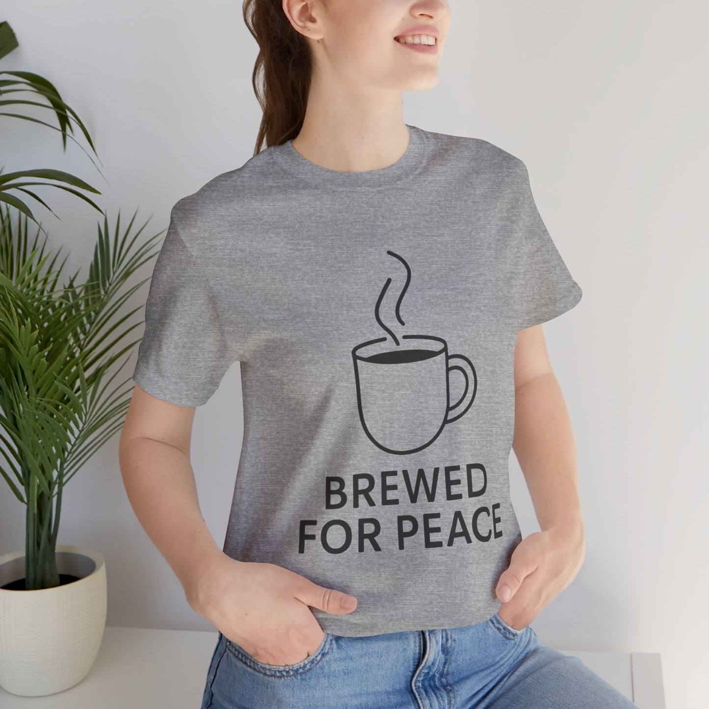 Brewed For Peace Coffee Humor Unisex Jersey Short Sleeve Tee T-shirt