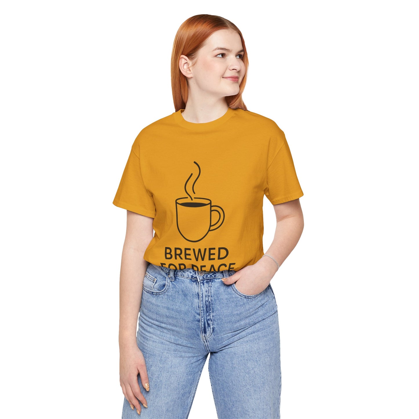 Brewed For Peace Coffee Humor Unisex Jersey Short Sleeve Tee T-shirt
