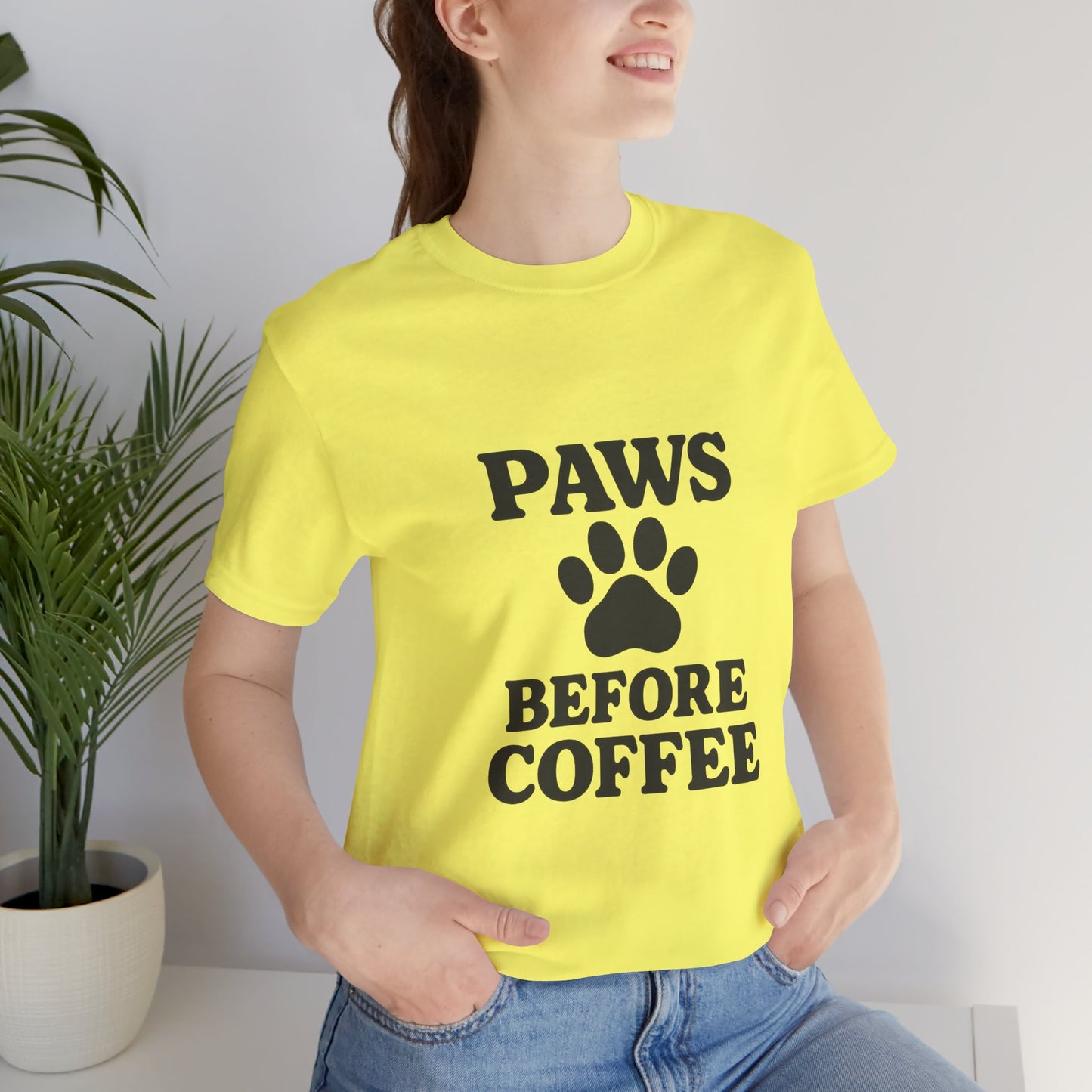 Paws Before Coffee Unisex Jersey Short Sleeve Tee T-shirt
