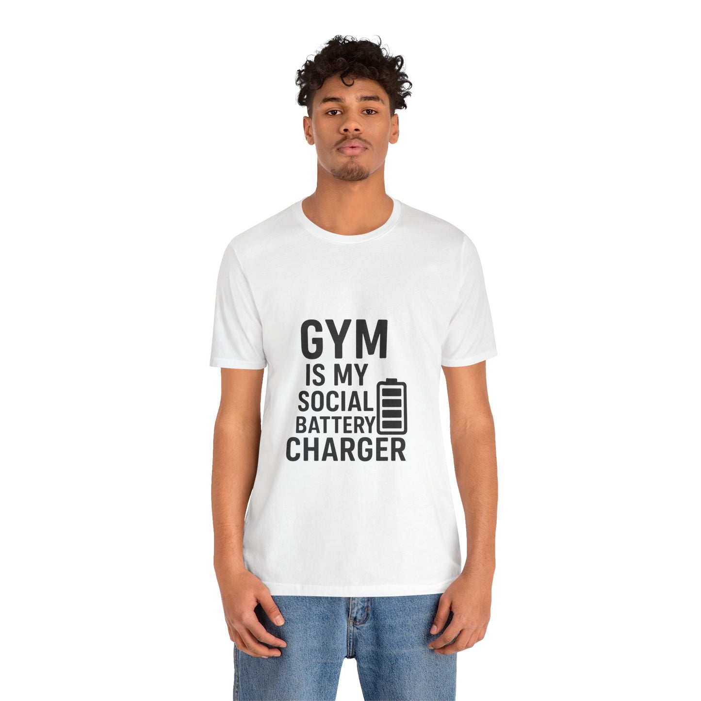 Gym Is My Social Battery Bar Unisex Jersey Short Sleeve Tee T-shirt
