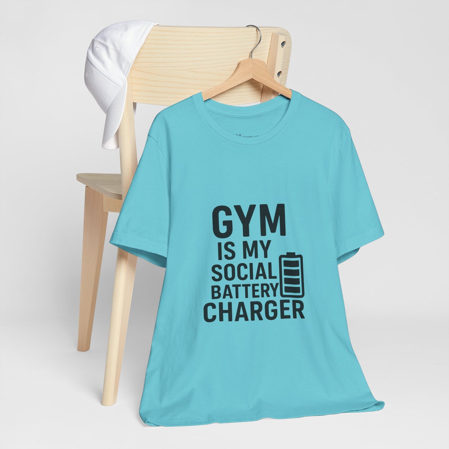Gym Is My Social Battery Bar Unisex Jersey Short Sleeve Tee T-shirt