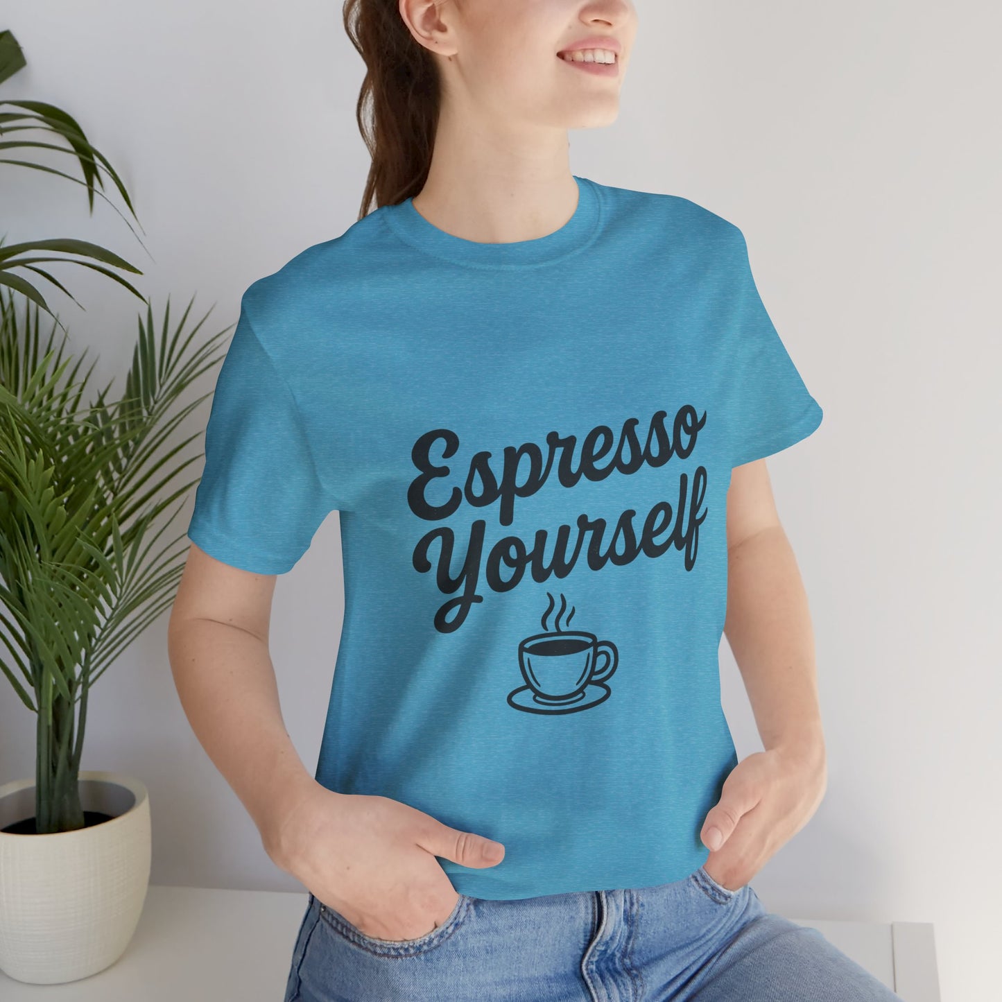 Espresso Yourself Coffee Cup Illustrated Unisex Jersey Short Sleeve Tee T-shirt