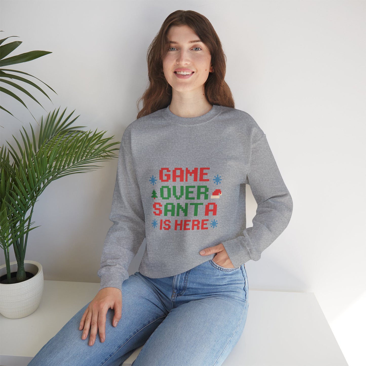 Game Over Santa Is Here Christmas Unisex Heavy Blend™ Crewneck Sweatshirt