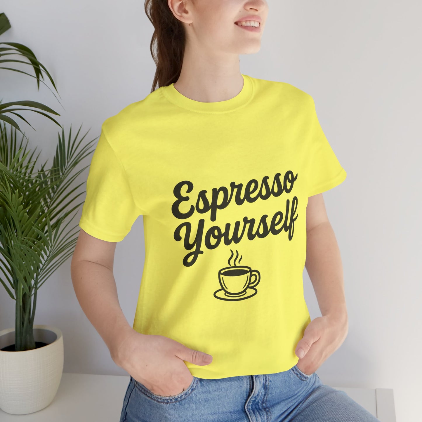 Espresso Yourself Coffee Cup Illustrated Unisex Jersey Short Sleeve Tee T-shirt