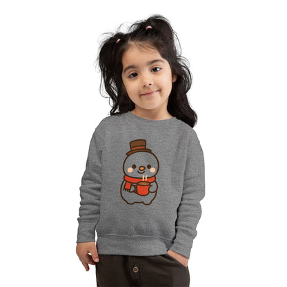 Snowman Drinking Hot Choco Toddler Sweatshirt