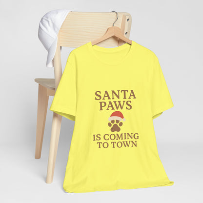 Santa Paws Is Coming To Town Christmas Unisex Jersey Short Sleeve Tee T-shirt