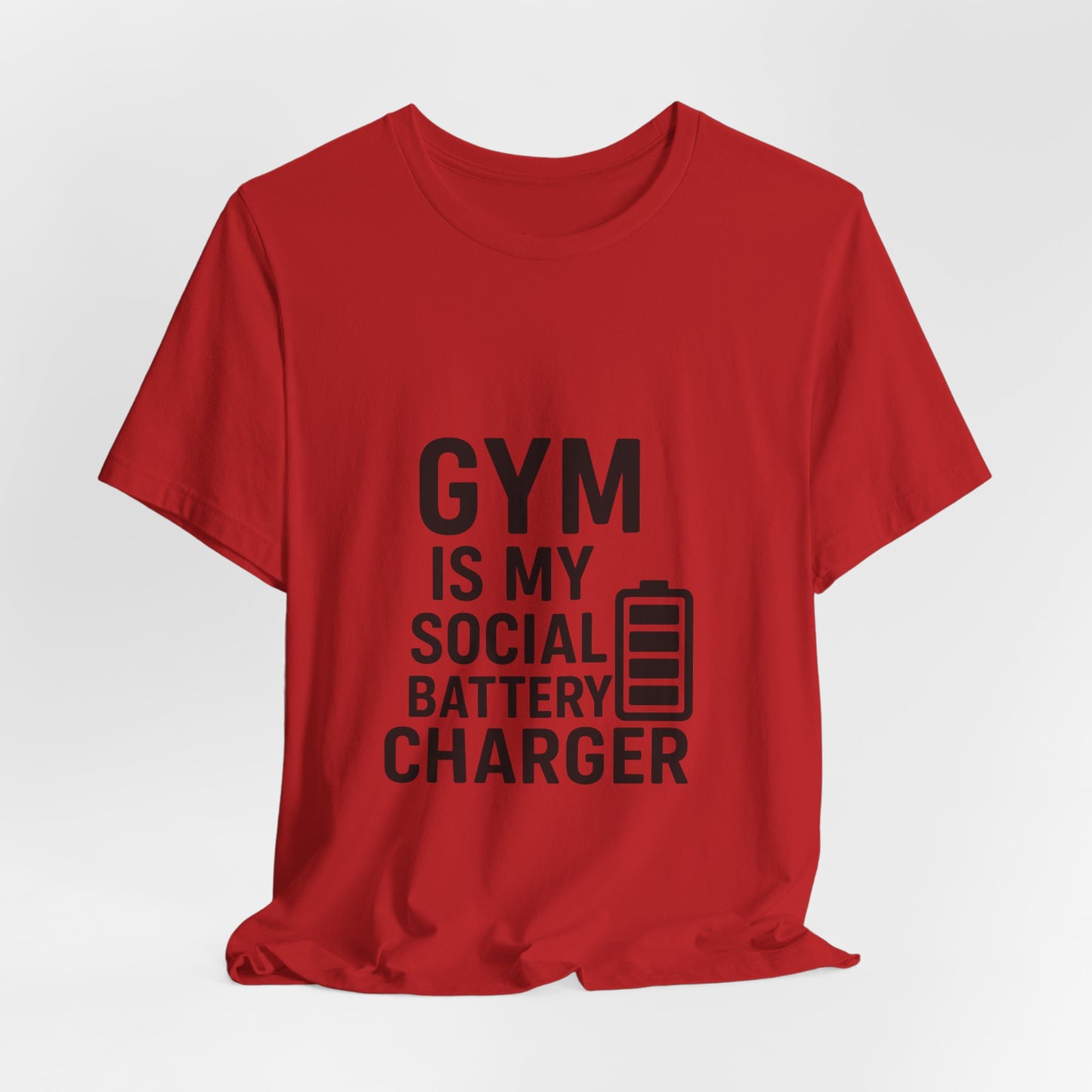 Gym Is My Social Battery Bar Unisex Jersey Short Sleeve Tee T-shirt