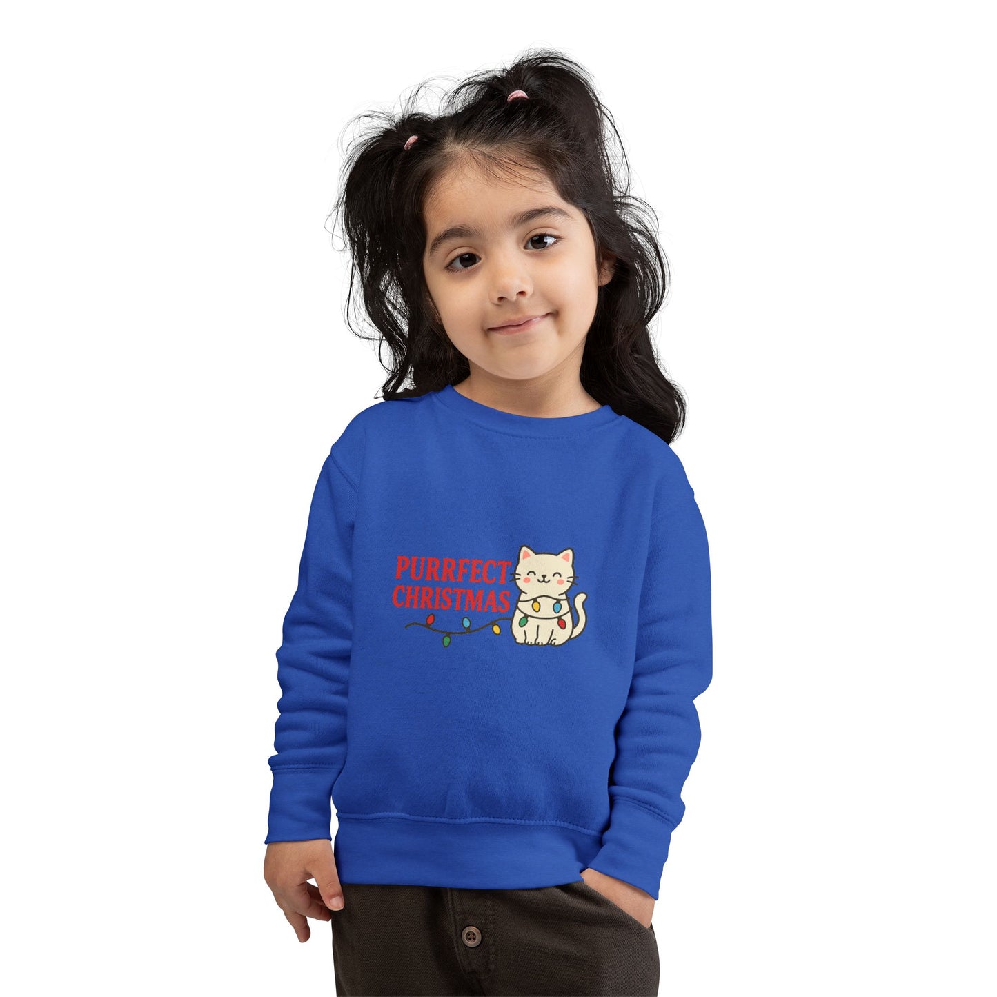 Puurfect Christmas Kitty Cat With Lights Toddler Sweatshirt