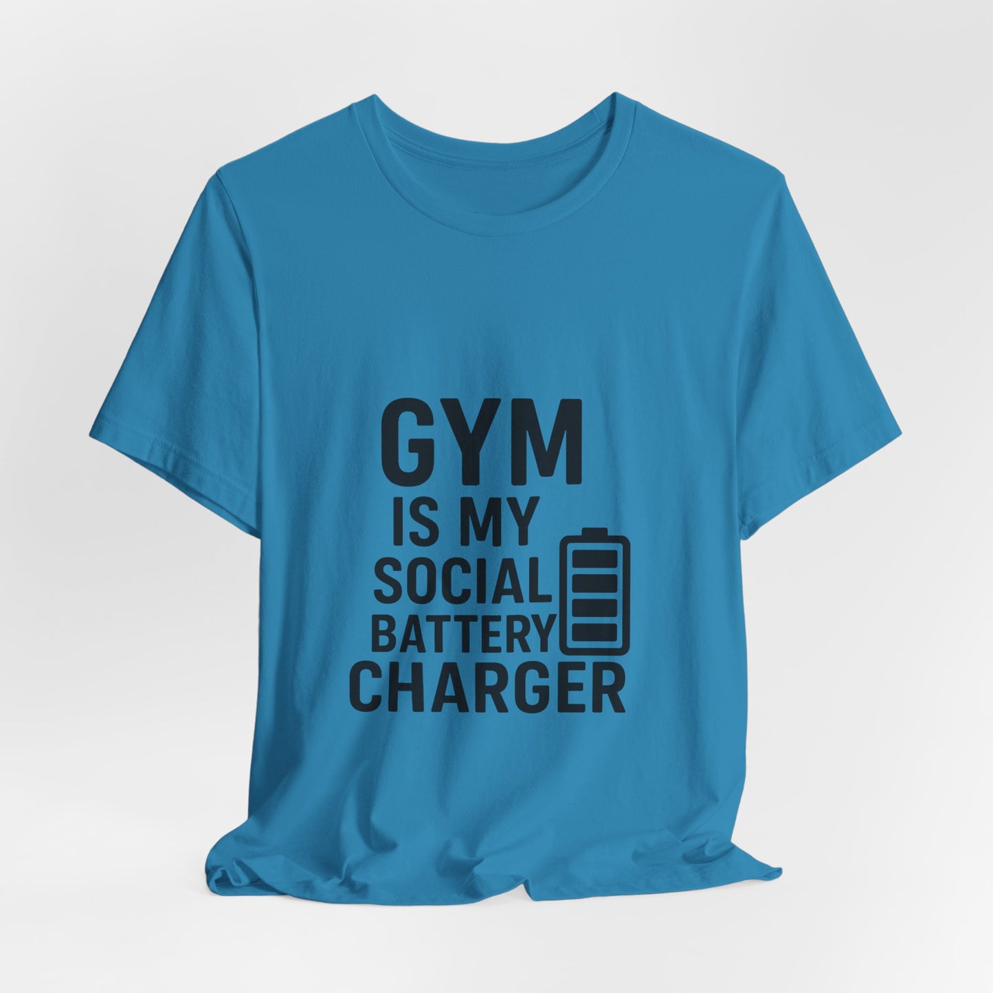 Gym Is My Social Battery Bar Unisex Jersey Short Sleeve Tee T-shirt