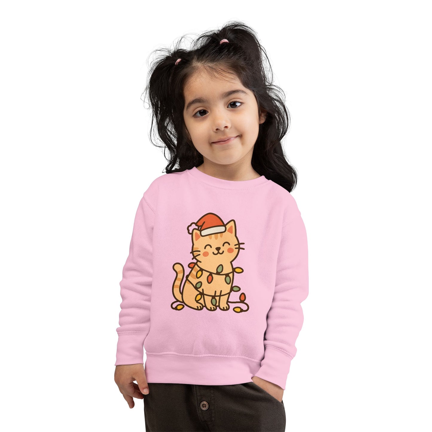 Christmas Decorated CatToddler Sweatshirt