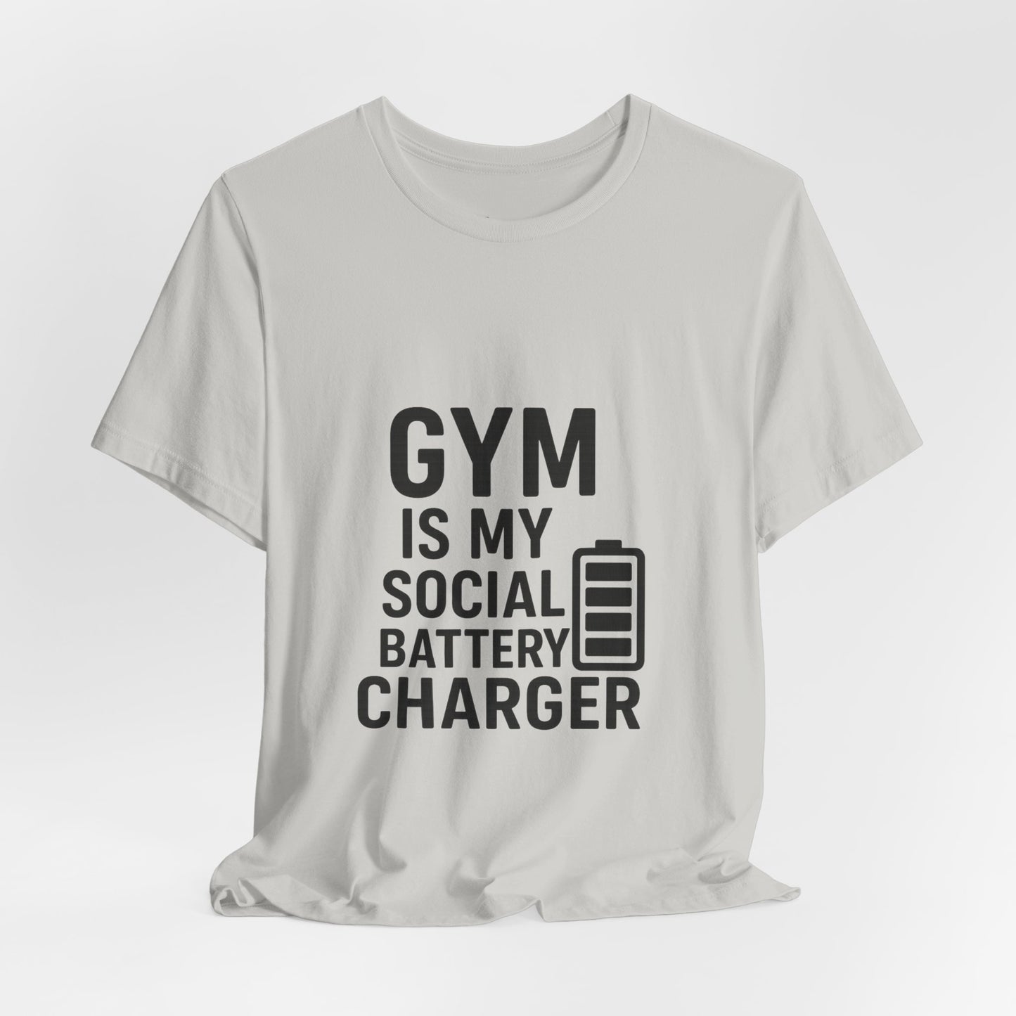 Gym Is My Social Battery Bar Unisex Jersey Short Sleeve Tee T-shirt