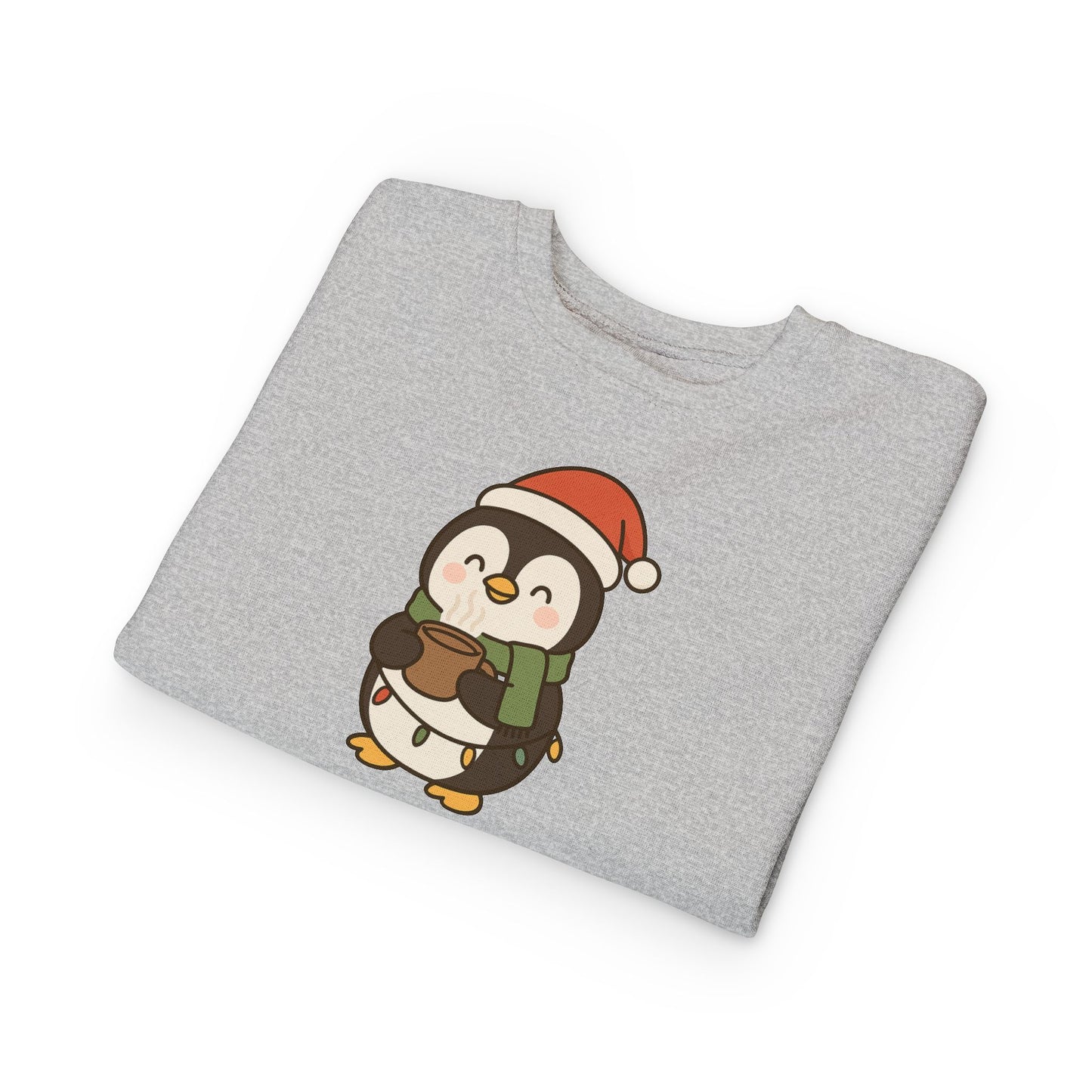 Penguin Drinking Hot Choco Christmas Toddler Sweatshirt