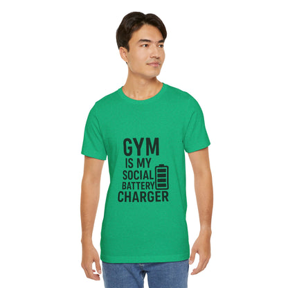 Gym Is My Social Battery Bar Unisex Jersey Short Sleeve Tee T-shirt
