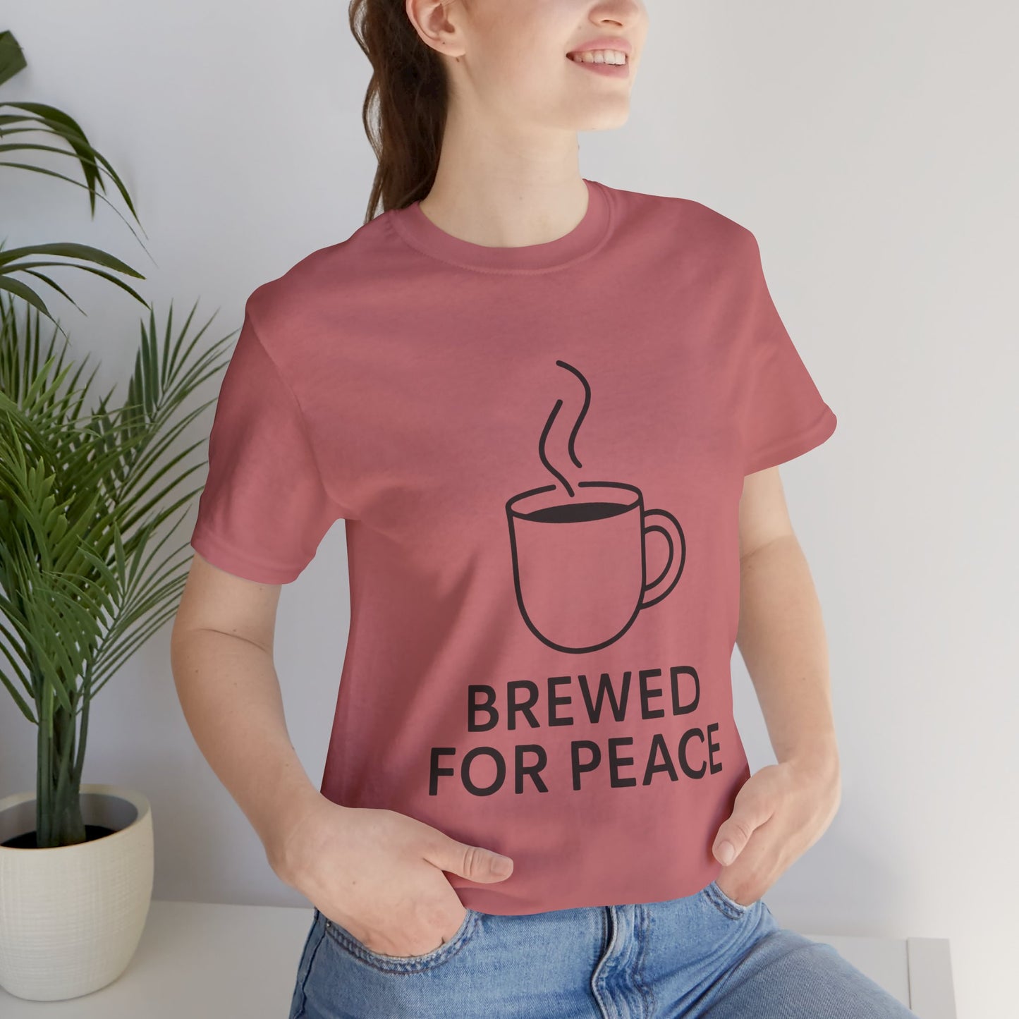 Brewed For Peace Coffee Humor Unisex Jersey Short Sleeve Tee T-shirt
