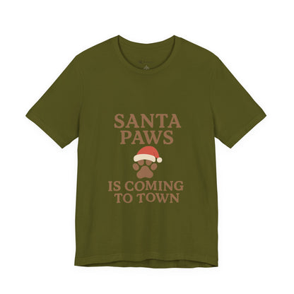 Santa Paws Is Coming To Town Christmas Unisex Jersey Short Sleeve Tee T-shirt