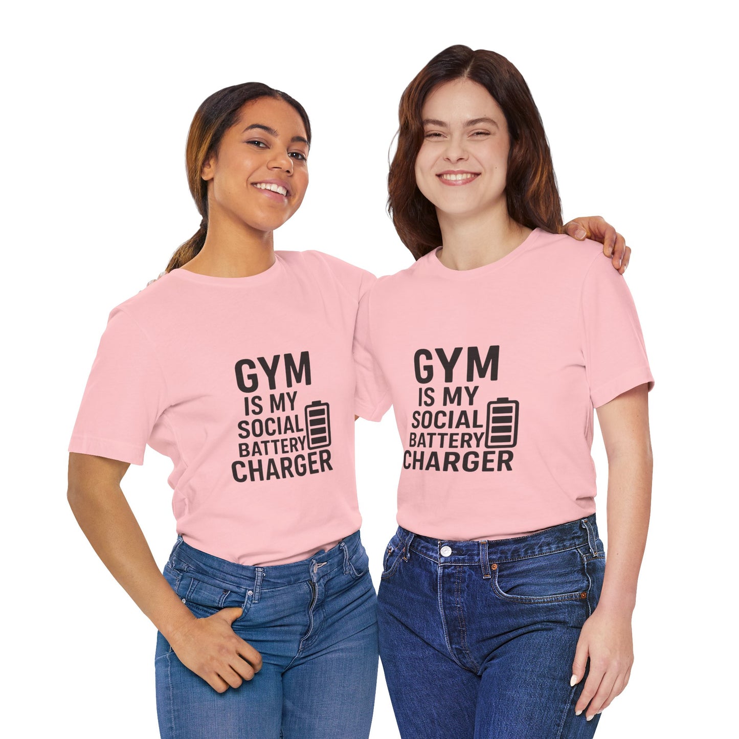 Gym Is My Social Battery Bar Unisex Jersey Short Sleeve Tee T-shirt