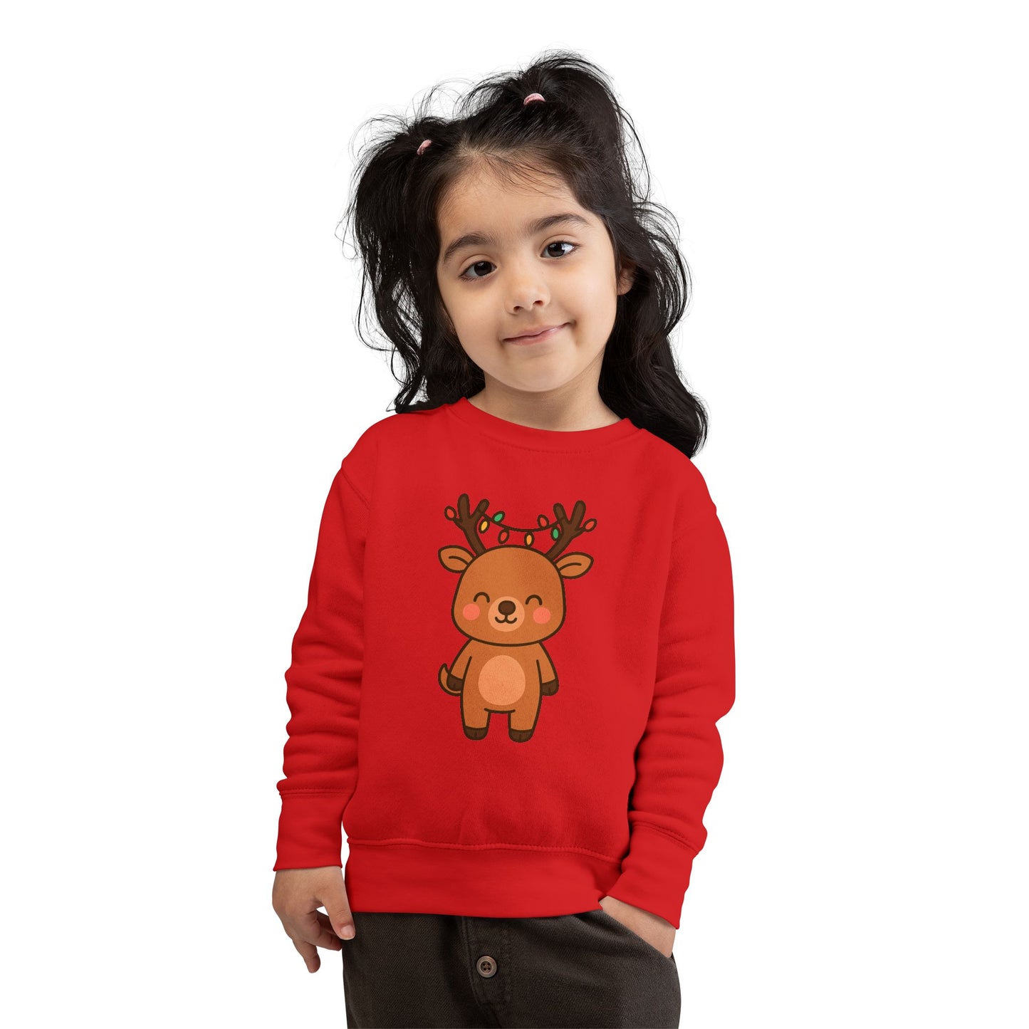 Reindeer Decorated With Lights Christmas Toddler Sweatshirt
