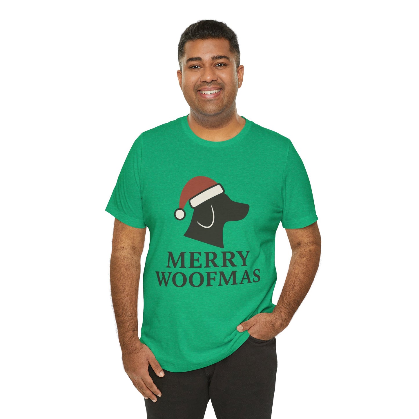 Merry Woofmas Christmas Unisex Jersey Short Sleeve Tee T-shirt