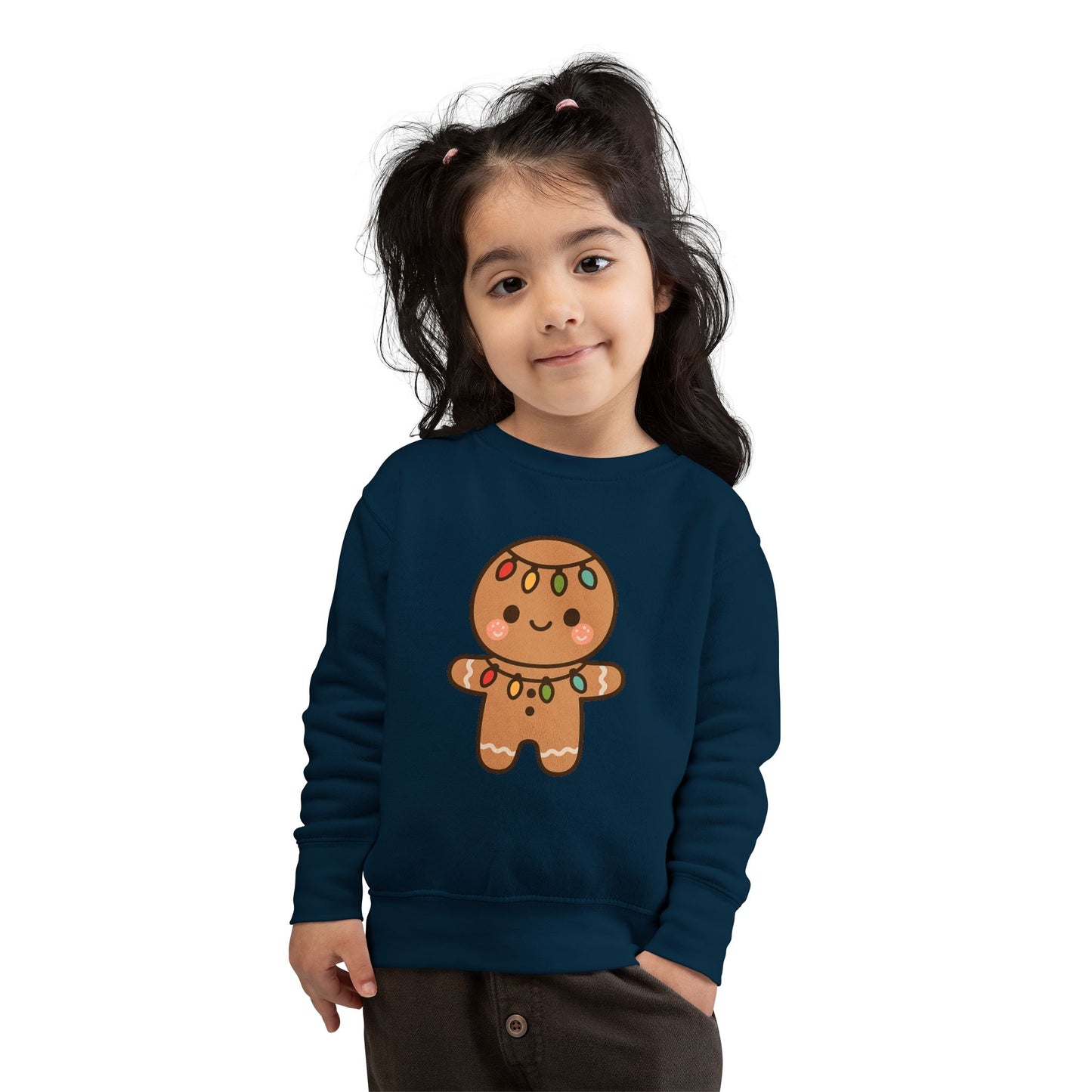 Gingerbread Cookie Decorated With Lights Christmas Toddler Sweatshirt