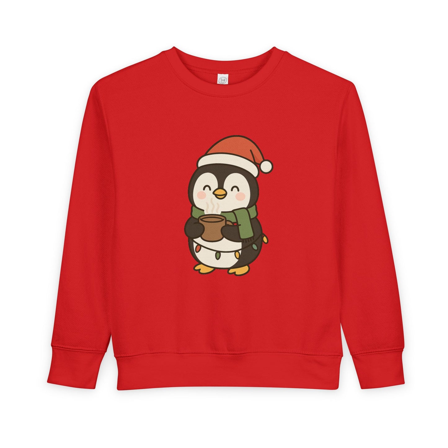 Penguin Drinking Hot Choco Christmas Toddler Sweatshirt