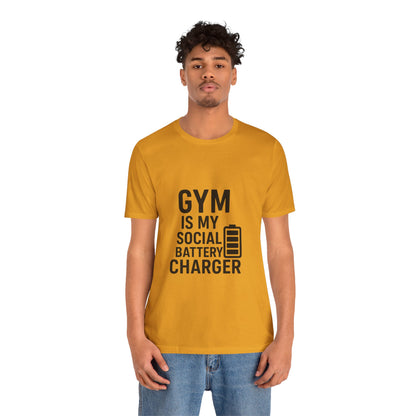 Gym Is My Social Battery Bar Unisex Jersey Short Sleeve Tee T-shirt