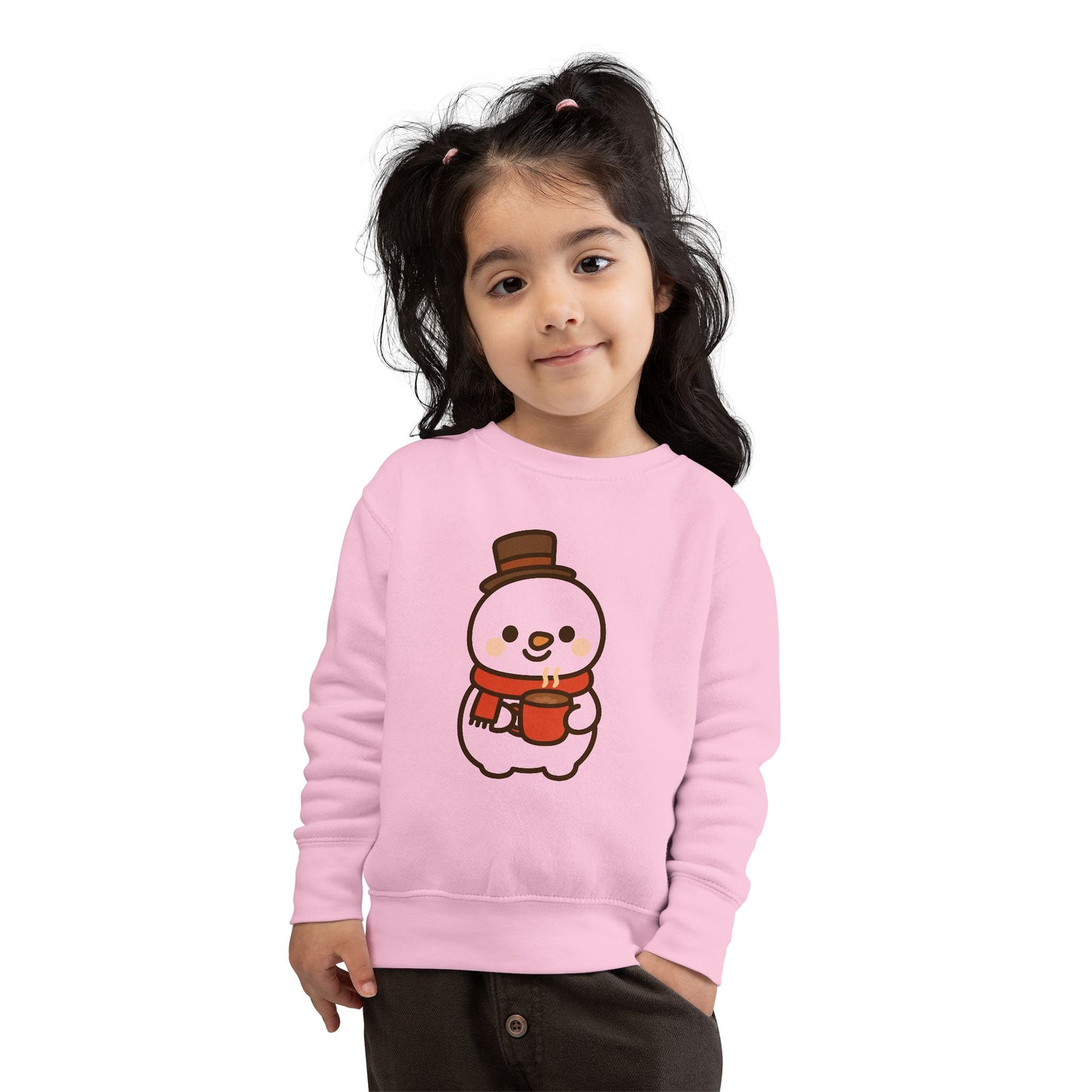 Snowman Drinking Hot Choco Toddler Sweatshirt