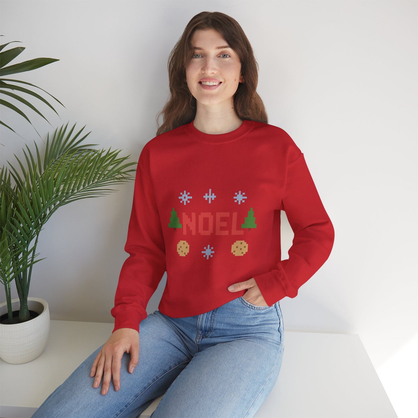 Christmas Noel In Pixel Unisex Heavy Blend™ Crewneck Sweatshirt