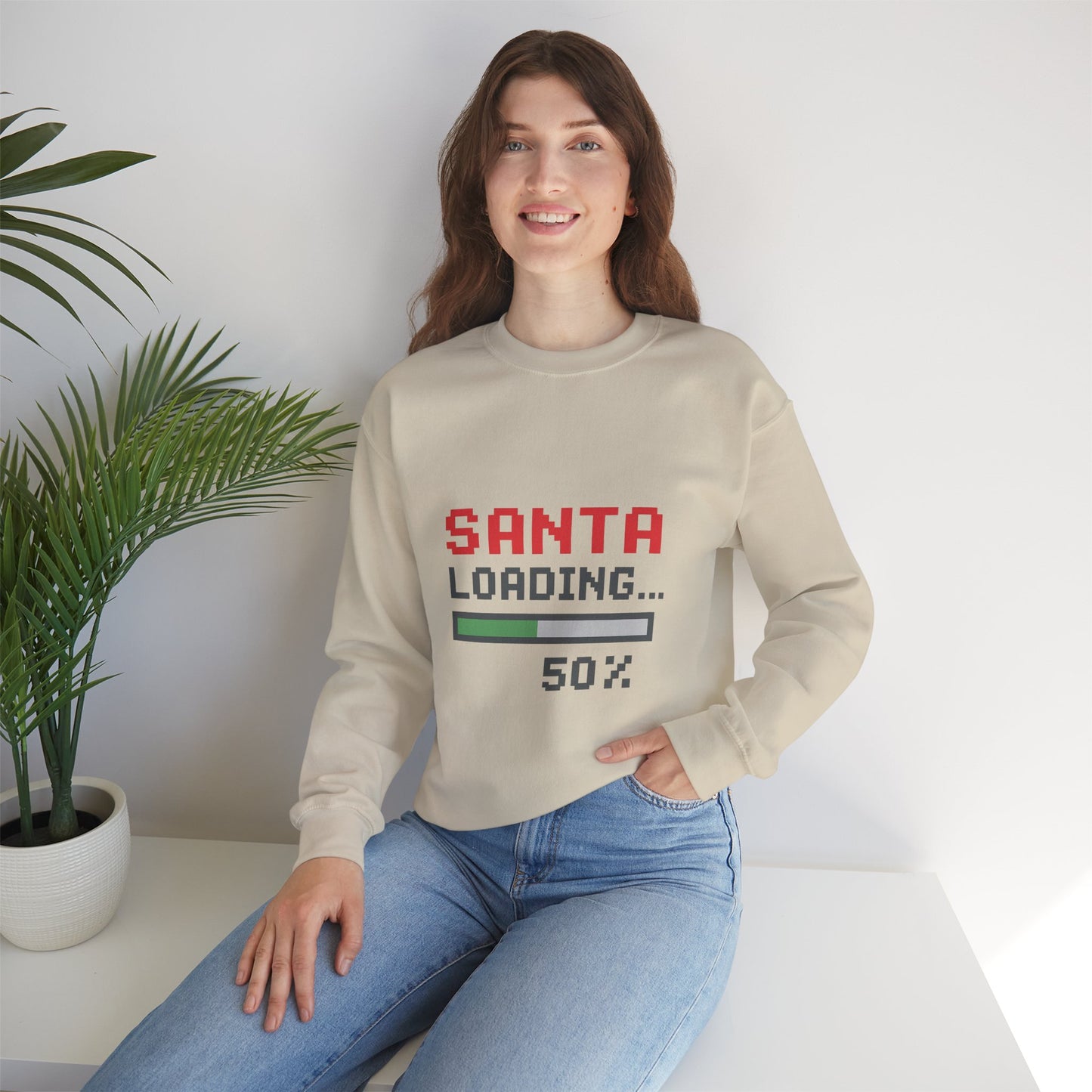 Santa Loading Bar Christmas Unisex Heavy Blend™ Crewneck Sweatshirt