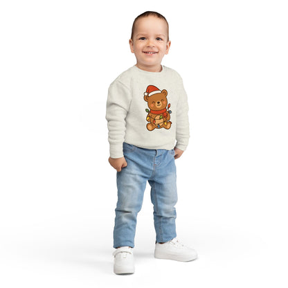 Teddy Bear With Christmas Lights And Hat Toddler Sweatshirt