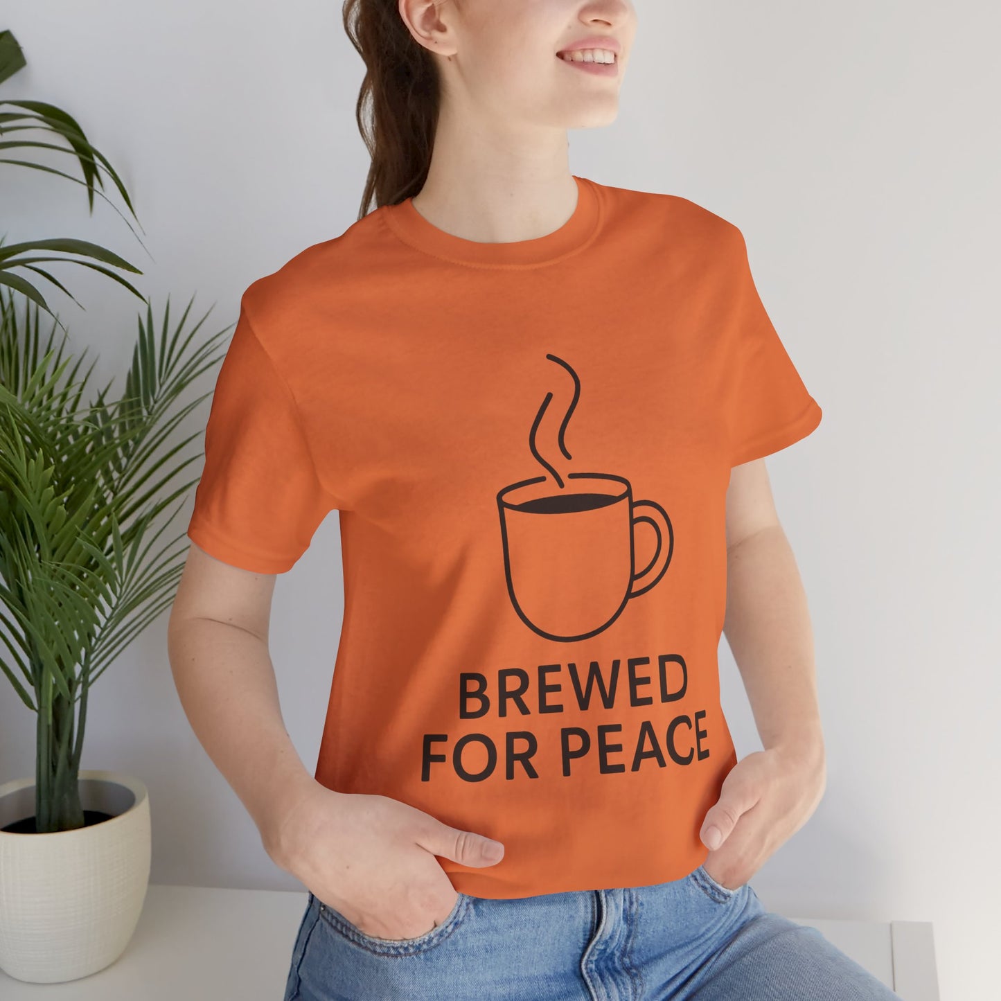 Brewed For Peace Coffee Humor Unisex Jersey Short Sleeve Tee T-shirt