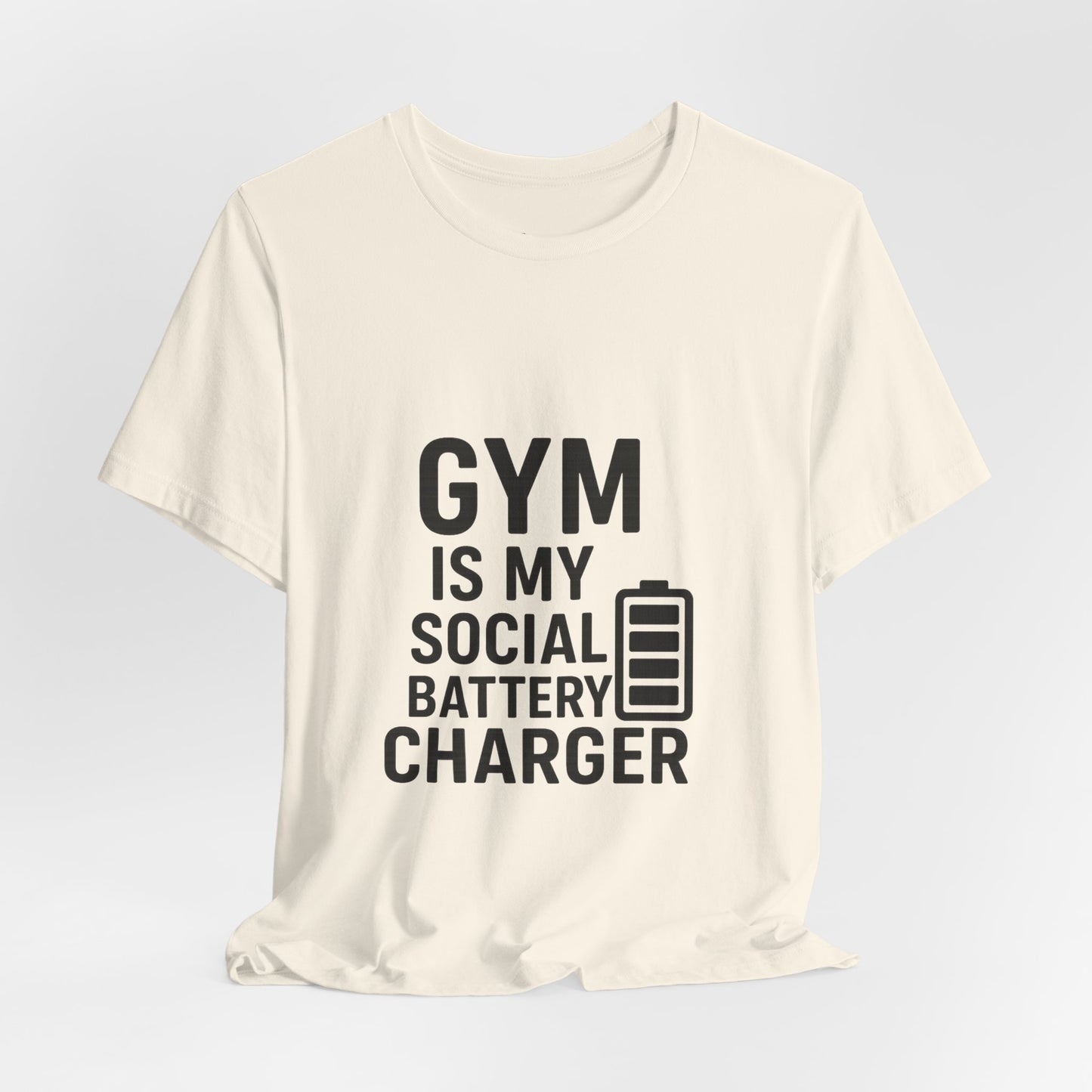 Gym Is My Social Battery Bar Unisex Jersey Short Sleeve Tee T-shirt