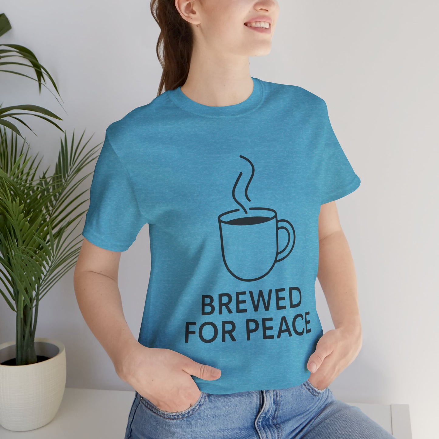 Brewed For Peace Coffee Humor Unisex Jersey Short Sleeve Tee T-shirt