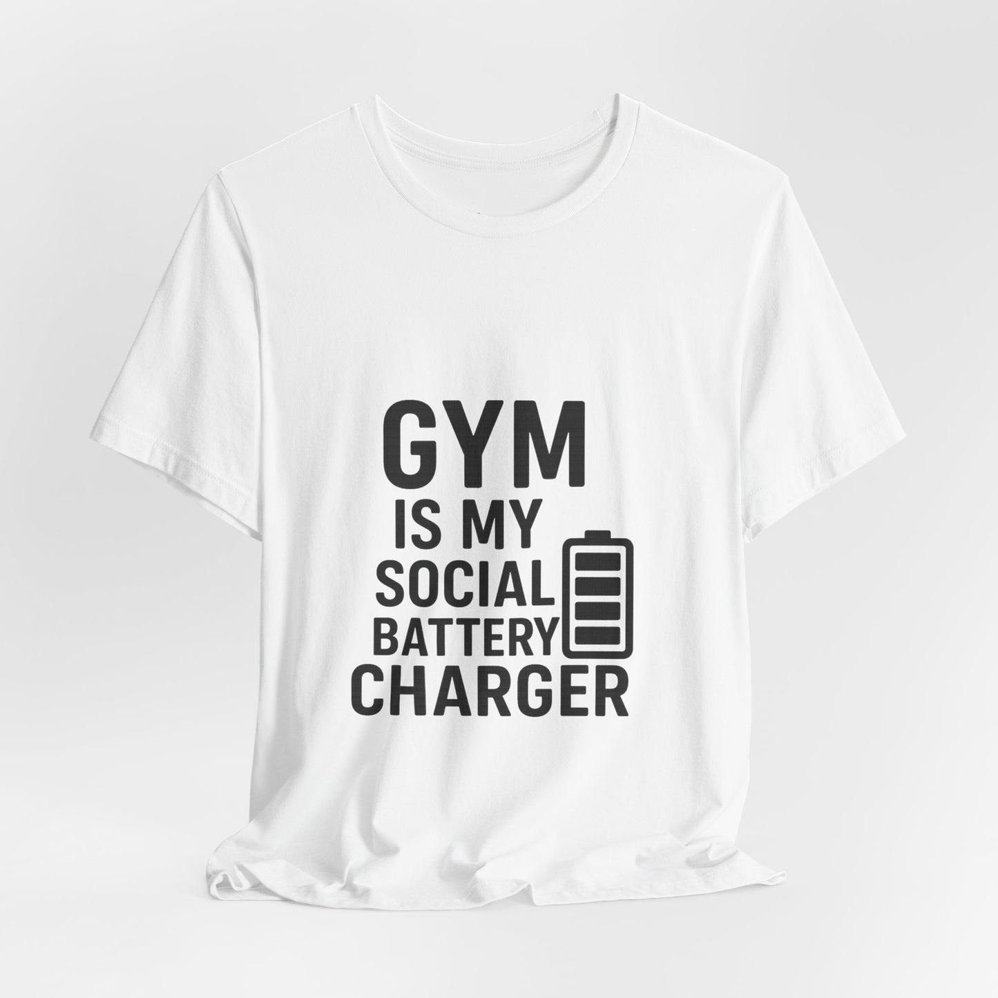 Gym Is My Social Battery Bar Unisex Jersey Short Sleeve Tee T-shirt