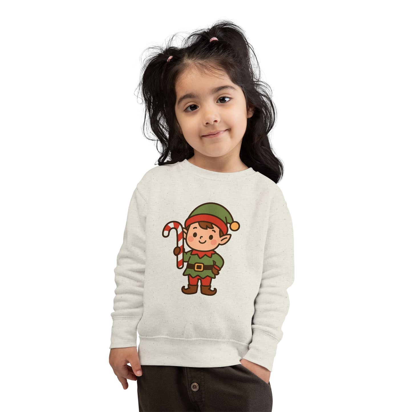 Candy Cane Christmas Elf Toddler Sweatshirt