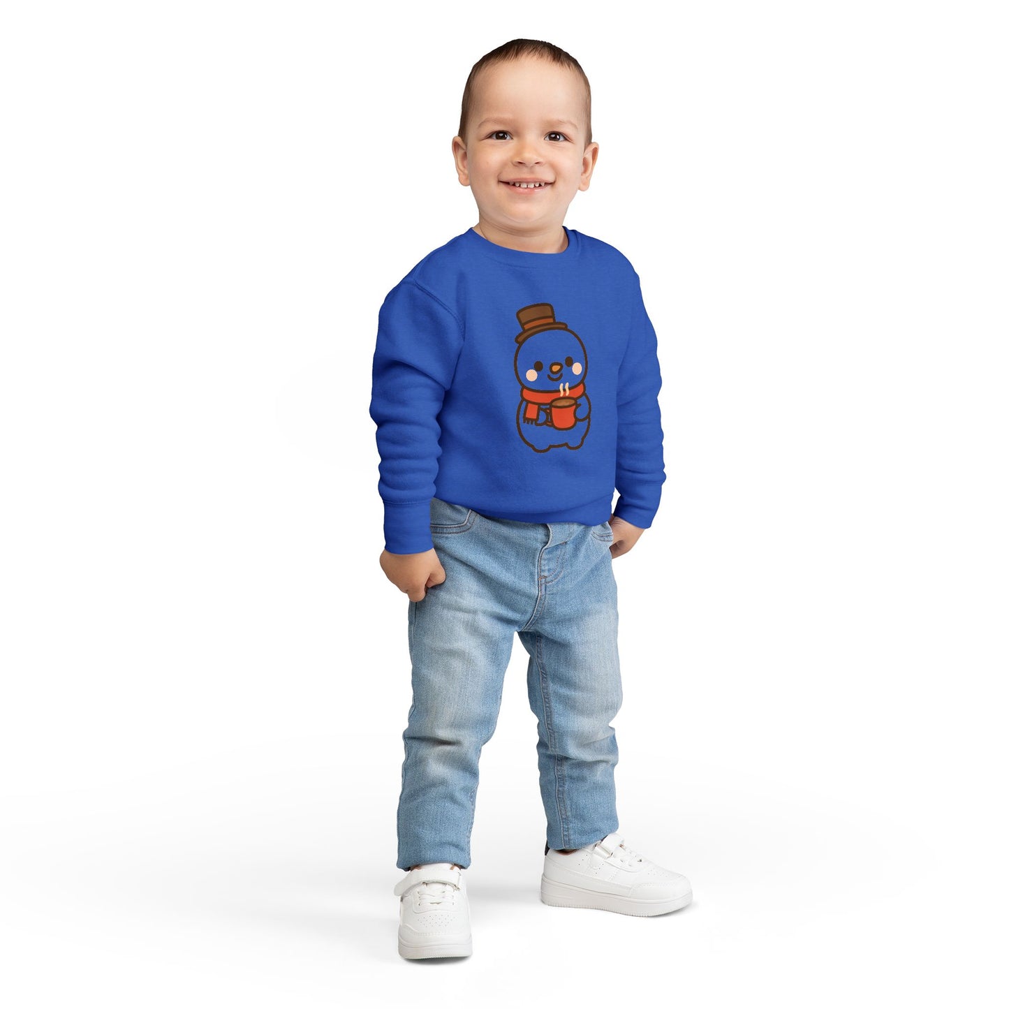 Snowman Drinking Hot Choco Toddler Sweatshirt