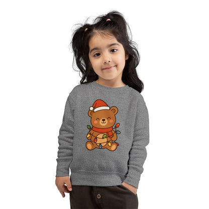Teddy Bear With Christmas Lights And Hat Toddler Sweatshirt