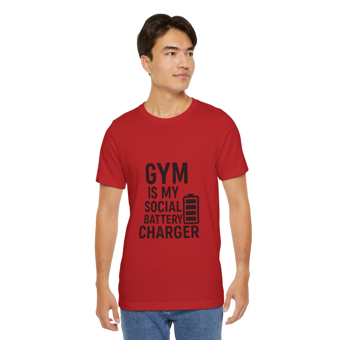 Gym Is My Social Battery Bar Unisex Jersey Short Sleeve Tee T-shirt